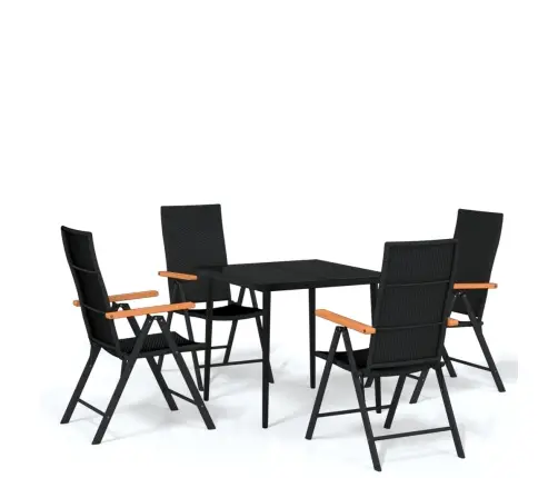 5-Osaline Aiamööbli Komplekt, Must