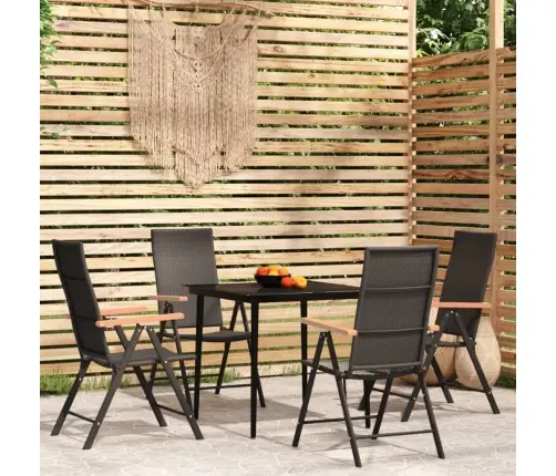5-Osaline Aiamööbli Komplekt, Must