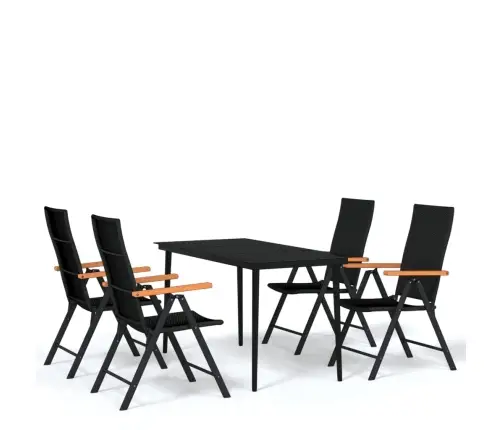 5-Daļīgs Dārza Mēbeļu Komplekts, Melns Vidaxl