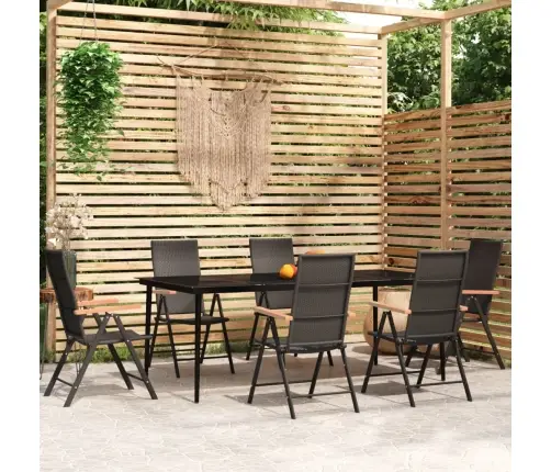 7-Osaline Aiamööbli Komplekt, Must