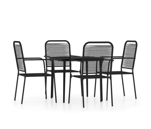 Sodo Valgomojo Baldų Komplektas, 5 Dalių, Juodos Spalvos