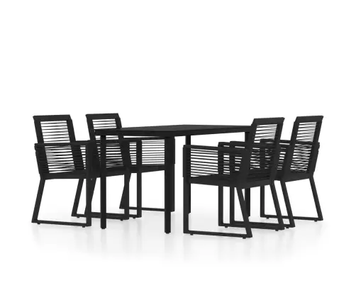 Sodo Valgomojo Baldų Komplektas, 5 Dalių, Juodos Spalvos