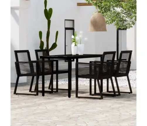 Sodo Valgomojo Baldų Komplektas, 5 Dalių, Juodos Spalvos