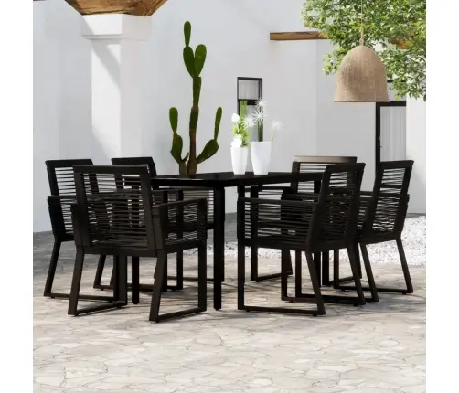 7-Daļīgs Dārza Mēbeļu Komplekts, Melns Vidaxl