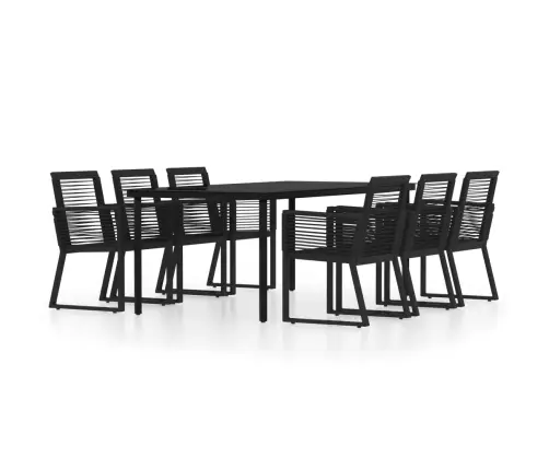 Sodo Valgomojo Baldų Komplektas, 7 Dalių, Juodos Spalvos