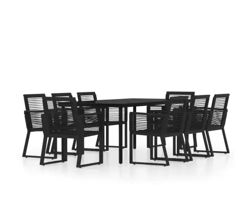 9-Daļīgs Dārza Mēbeļu Komplekts, Melns Vidaxl