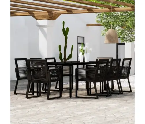 9-Daļīgs Dārza Mēbeļu Komplekts, Melns Vidaxl