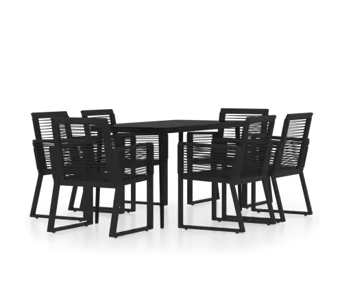 7-Osaline Aiamööbli Komplekt, Must