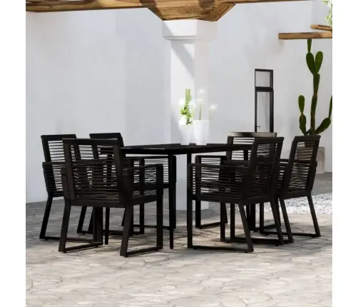 7-Osaline Aiamööbli Komplekt, Must