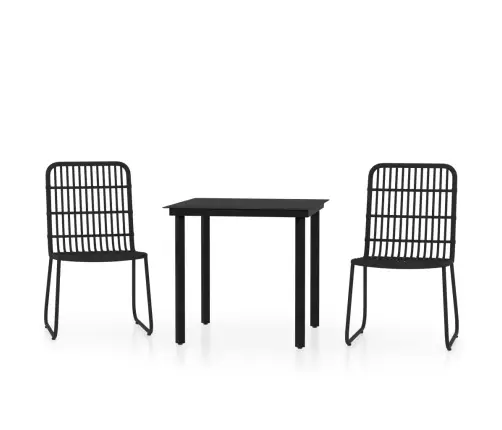 3-Osaline Aiamööbli Komplekt, Must