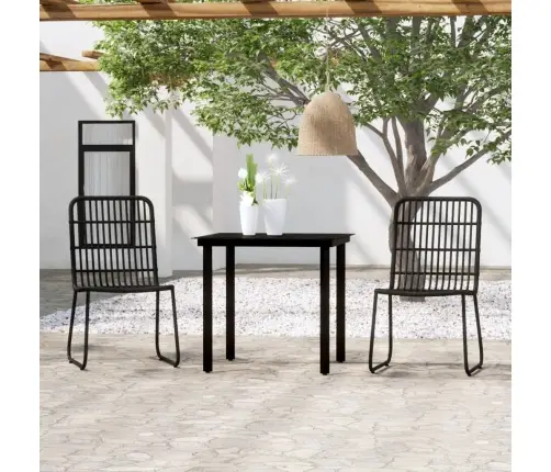 3-Osaline Aiamööbli Komplekt, Must