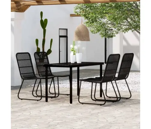 5-Daļīgs Dārza Mēbeļu Komplekts, Melns Vidaxl