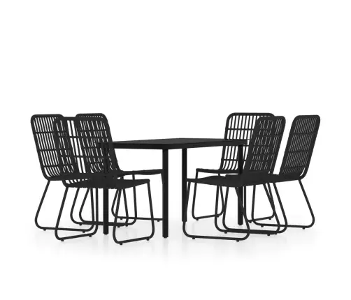 7-Osaline Aiamööbli Komplekt, Must