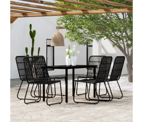 7-Osaline Aiamööbli Komplekt, Must