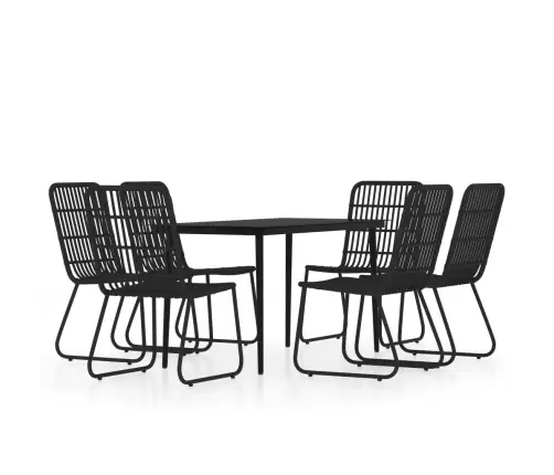 7-Osaline Aiamööbli Komplekt, Must