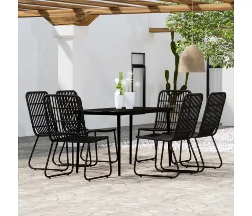 7-Osaline Aiamööbli Komplekt, Must