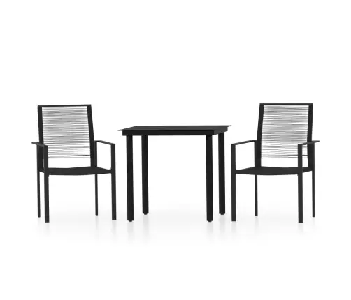 Sodo Valgomojo Baldų Komplektas, 3 Dalių, Juodos Spalvos