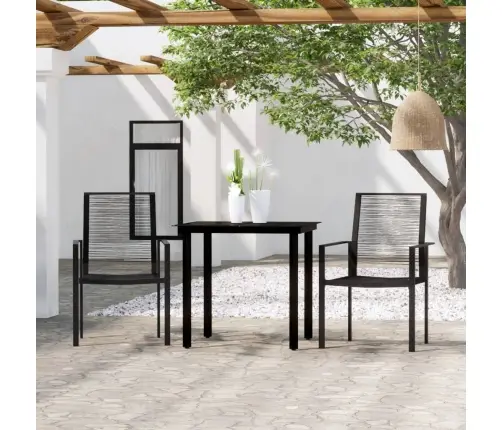 Sodo Valgomojo Baldų Komplektas, 3 Dalių, Juodos Spalvos