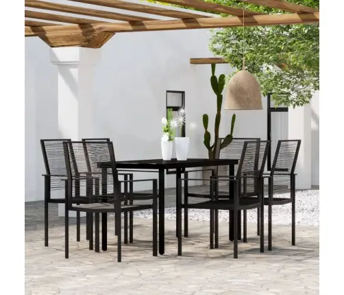 7-Osaline Aiamööbli Komplekt, Must