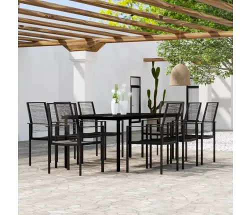 9-Daļīgs Dārza Mēbeļu Komplekts, Melns Vidaxl