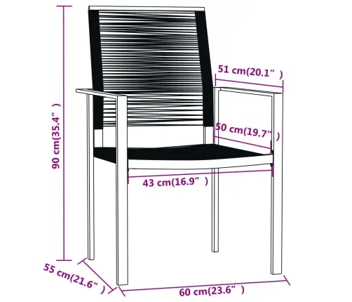 5-Osaline Aiamööbli Komplekt, Must