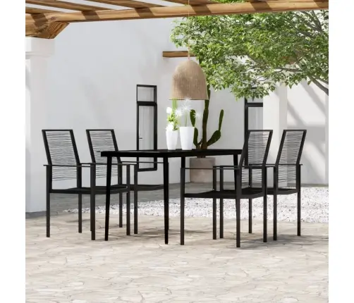 5-Osaline Aiamööbli Komplekt, Must