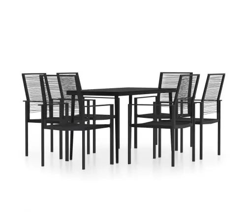 7-Osaline Aiamööbli Komplekt, Must