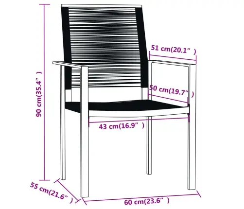 7-Osaline Aiamööbli Komplekt, Must