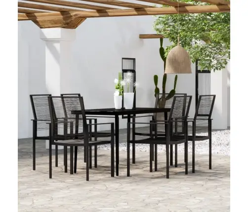 7-Osaline Aiamööbli Komplekt, Must