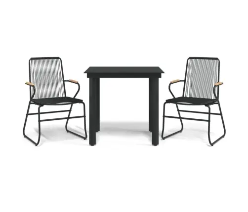 3-Daļīgs Dārza Mēbeļu Komplekts, Pvc Rotangpalma, Melns Vidaxl