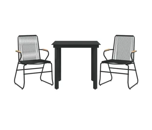 3-Daļīgs Dārza Mēbeļu Komplekts, Pvc Rotangpalma, Melns Vidaxl