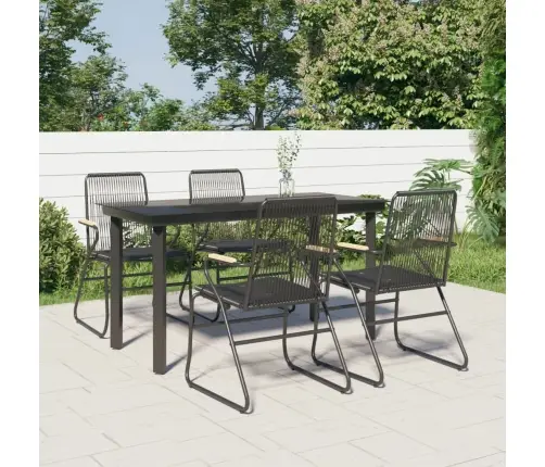 Sodo Valgomojo Komplektas, 5 Dalių, Juodas, Pvc Ratanas