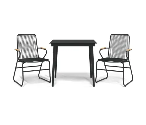 3-Daļīgs Dārza Mēbeļu Komplekts, Pvc Rotangpalma, Melns Vidaxl