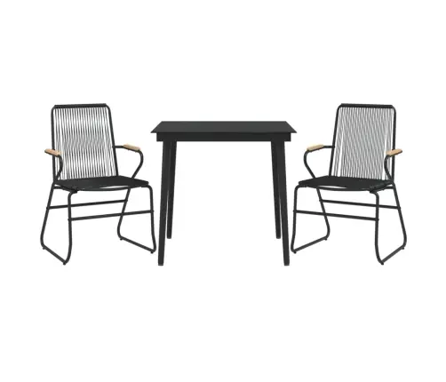 3-Daļīgs Dārza Mēbeļu Komplekts, Pvc Rotangpalma, Melns Vidaxl