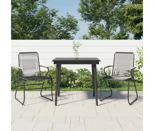 3-Daļīgs Dārza Mēbeļu Komplekts, Pvc Rotangpalma, Melns Vidaxl