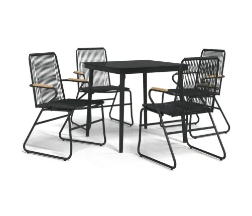 Sodo Valgomojo Komplektas, 5 Dalių, Juodas, Pvc Ratanas