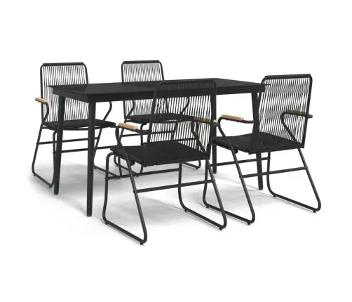 5-Osaline Aiamööbli Komplekt, Must, Pvc-Rotang