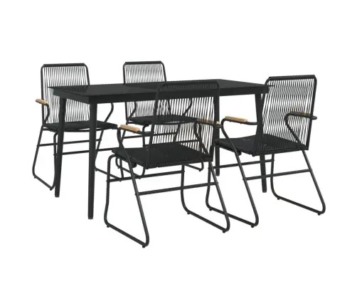 5-Osaline Aiamööbli Komplekt, Must, Pvc-Rotang