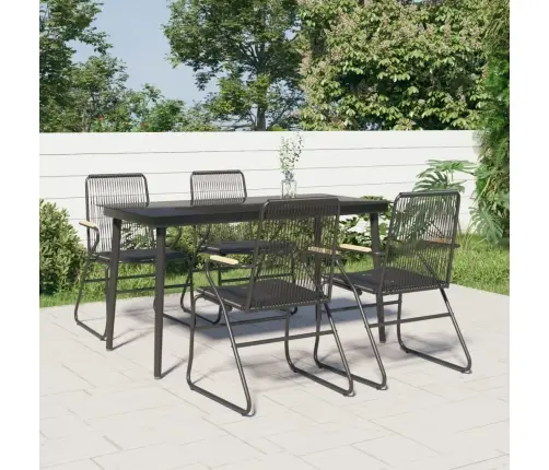 5-Osaline Aiamööbli Komplekt, Must, Pvc-Rotang