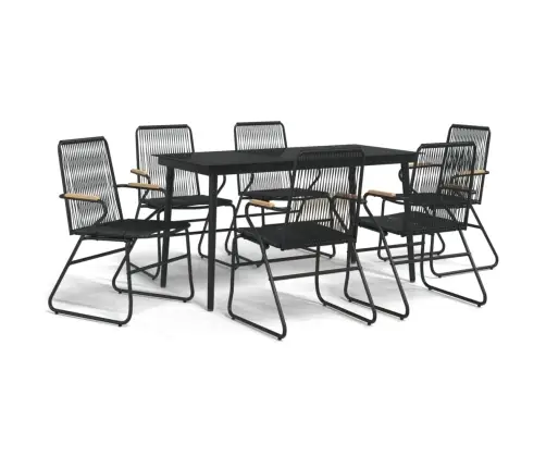 7-Daļīgs Dārza Mēbeļu Komplekts, Melna Pvc Rotangpalma Vidaxl