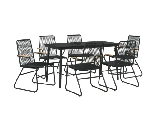 7-Daļīgs Dārza Mēbeļu Komplekts, Melna Pvc Rotangpalma Vidaxl