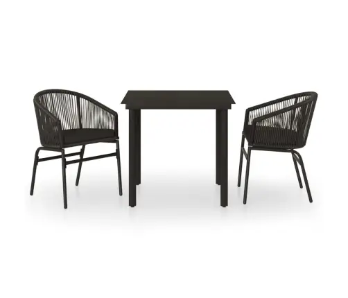 3-Osaline Aiamööbli Komplekt, Must 3-Osaline Aiamööbli Komplekt, Must