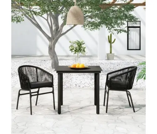 3-Osaline Aiamööbli Komplekt, Must 3-Osaline Aiamööbli Komplekt, Must