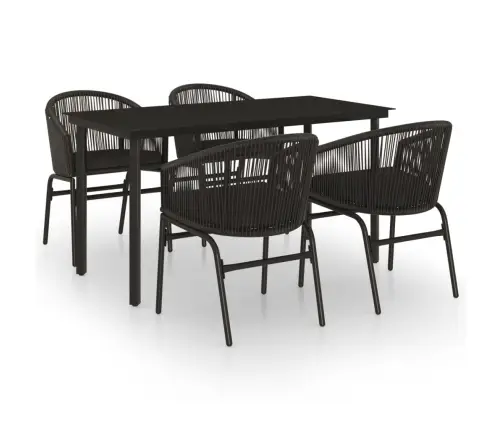 Sodo Valgomojo Baldų Komplektas, 5 Dalių, Juodos Spalvos