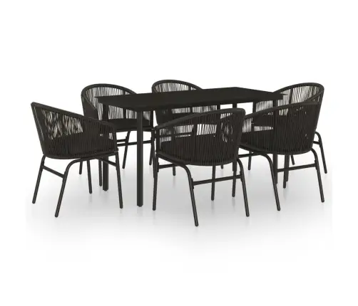 7-Daļīgs Dārza Mēbeļu Komplekts, Melns Vidaxl