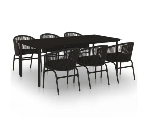 7-Osaline Aiamööbli Komplekt, Must