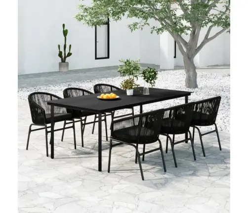 7-Osaline Aiamööbli Komplekt, Must