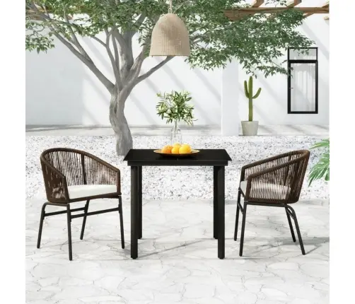 Sodo Valgomojo Baldų Komplektas, 3 Dalių, Juodos Spalvos