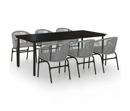 Sodo Valgomojo Komplektas, 7 Dalių, Pilkas