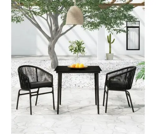 3-Daļīgs Dārza Mēbeļu Komplekts, Melns Vidaxl